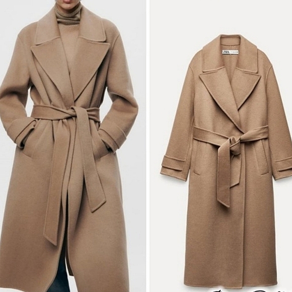 Zara Wool Blend Coat Camel Tan Size S - Picture 14 of 16